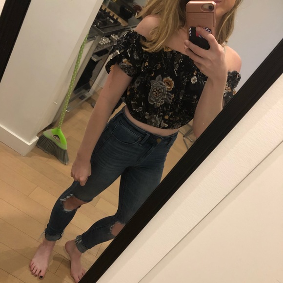 Nwt LF side tie crop top off shoulder - Picture 3 of 4